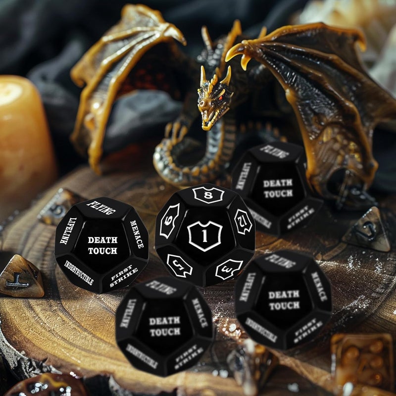 Ravonixis 12 Pieces MTG Counter 12 Sided Abilities Keywords Dice Loyalty MTG Life Counter Tokens Dice Buff Tokens Compatible with Magic Card Game Accessories CCG Creature Stats (Black) - Image 5